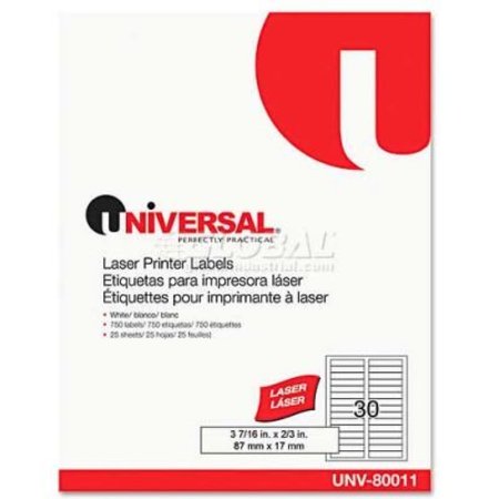 UNIVERSAL Universal® Laser Printer File Folder Labels, 3-7/16" x 2/3", White, 750/Box UNV80011***